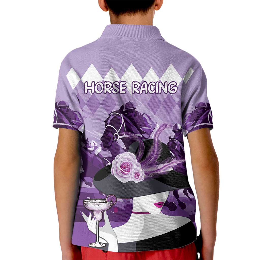 Kentucky Horse Racing Kid Polo Shirt Derby Mint Julep Girl - Purple Pastel LT14