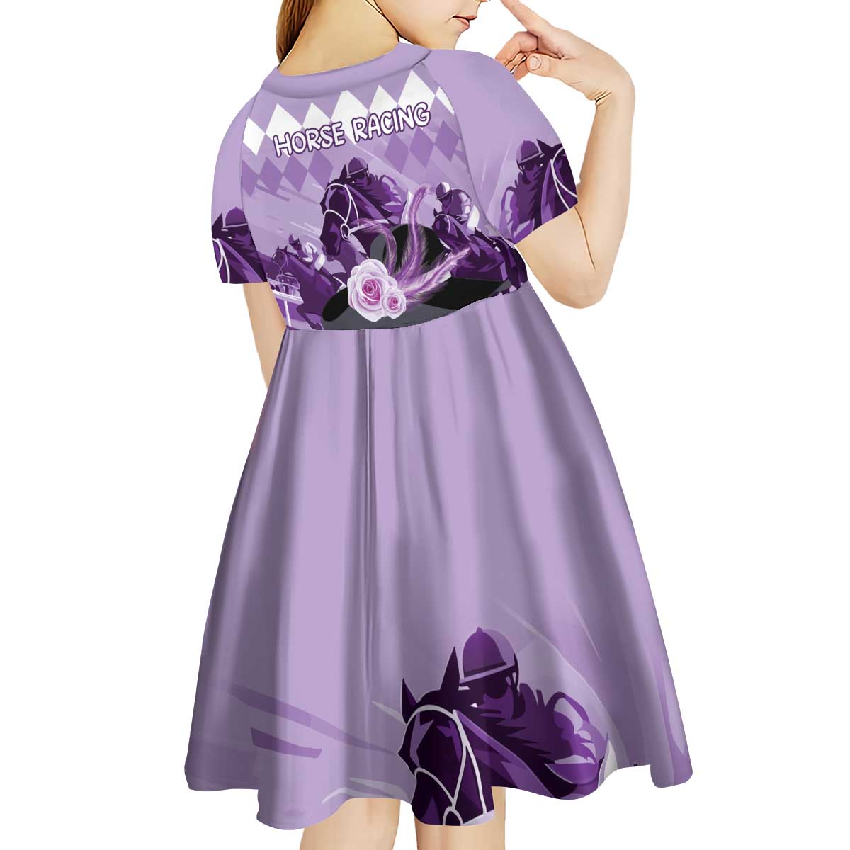 Kentucky Horse Racing Kid Short Sleeve Dress Derby Mint Julep Girl - Purple Pastel LT14