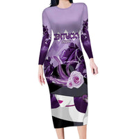 Kentucky Horse Racing Long Sleeve Bodycon Dress Derby Mint Julep Girl - Purple Pastel LT14