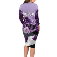 Kentucky Horse Racing Long Sleeve Bodycon Dress Derby Mint Julep Girl - Purple Pastel LT14