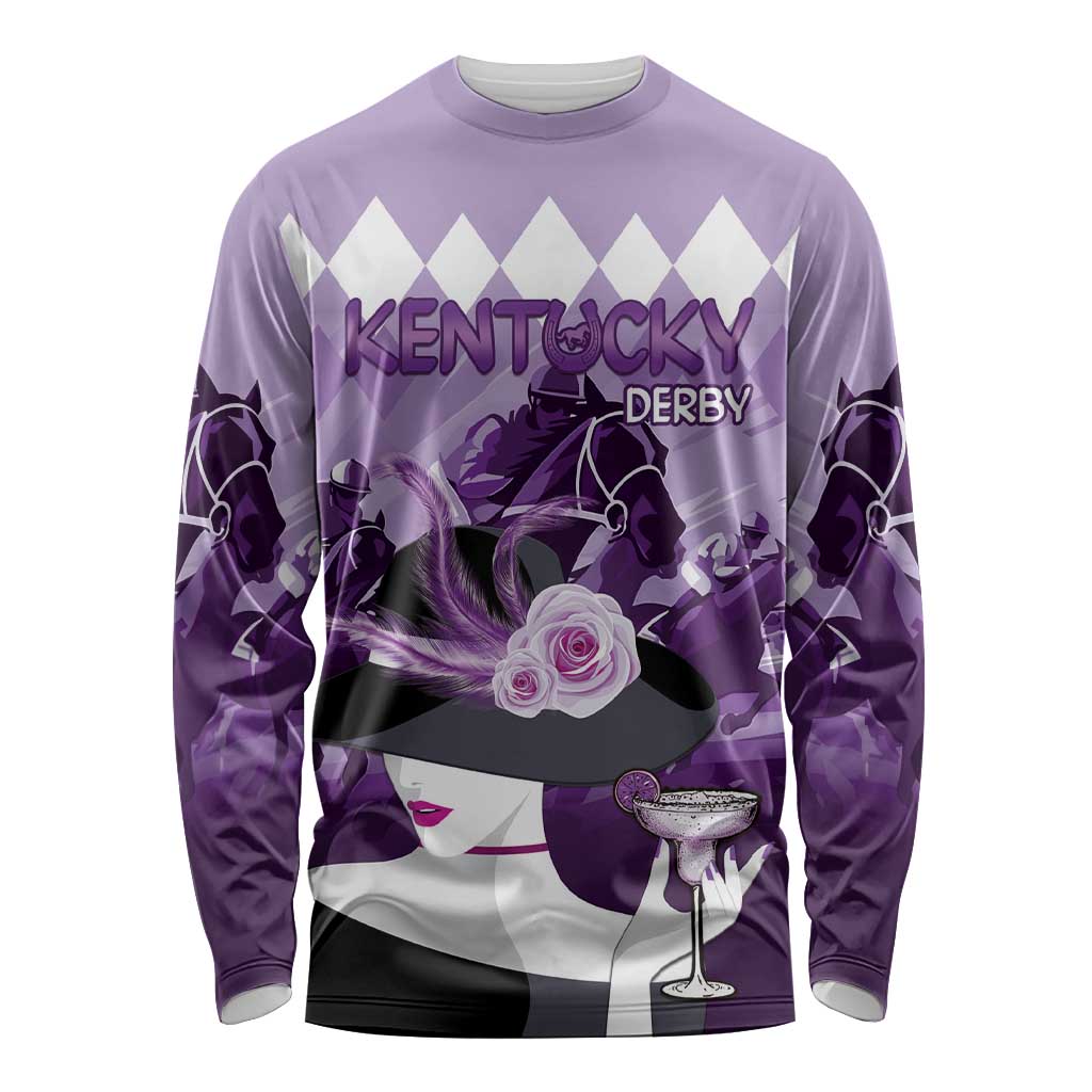Kentucky Horse Racing Long Sleeve Shirt Derby Mint Julep Girl - Purple Pastel LT14