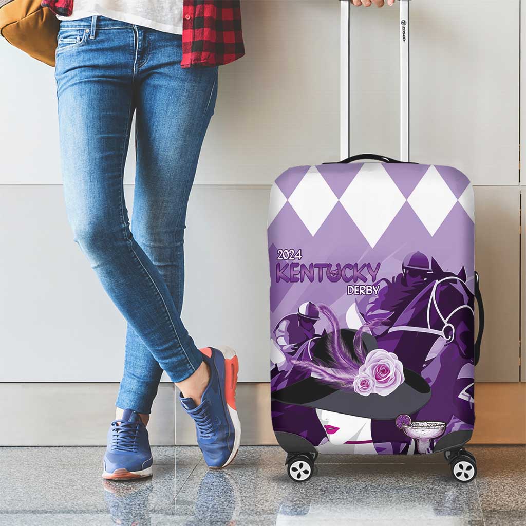 Kentucky Horse Racing Luggage Cover Derby Mint Julep Girl - Purple Pastel LT14