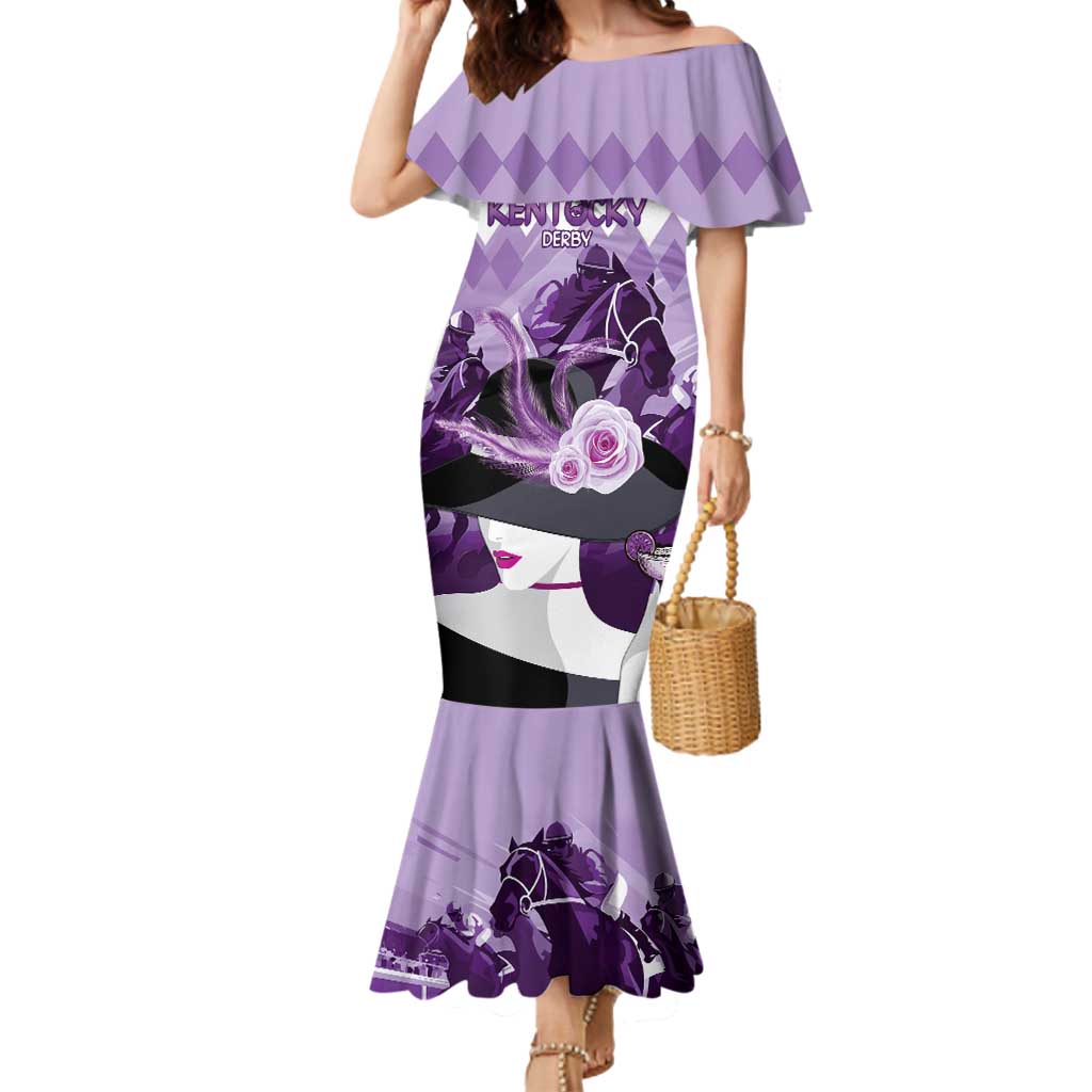 Kentucky Horse Racing Mermaid Dress Derby Mint Julep Girl - Purple Pastel LT14