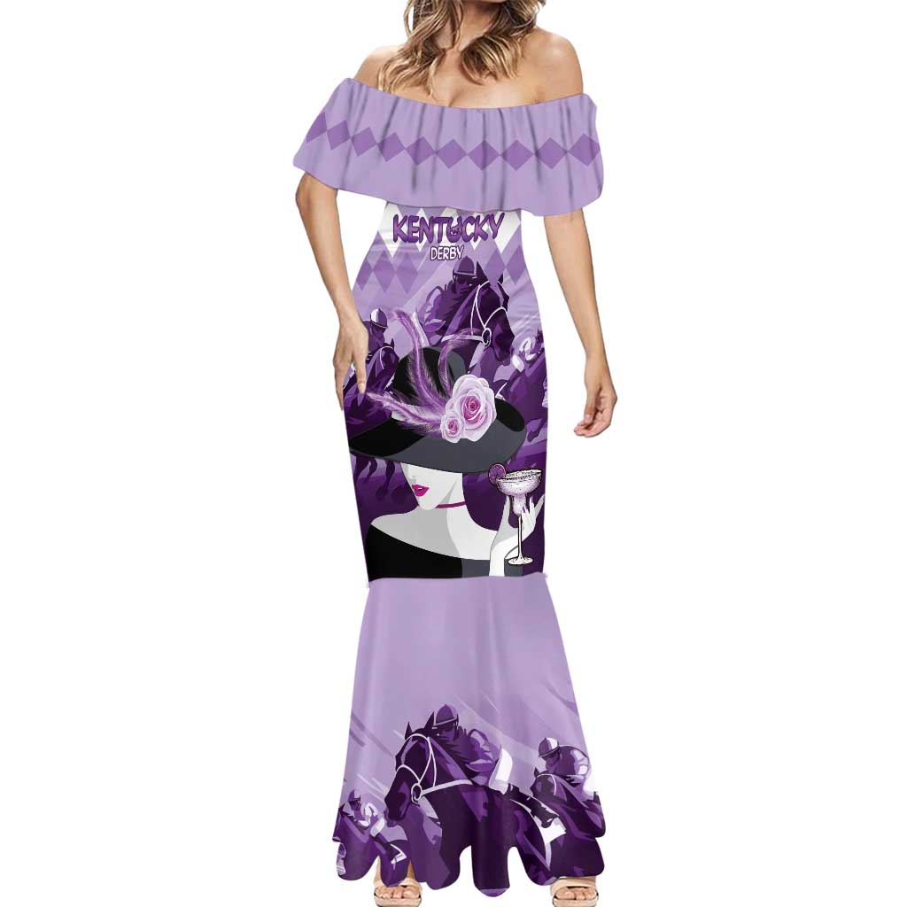 Kentucky Horse Racing Mermaid Dress Derby Mint Julep Girl - Purple Pastel LT14