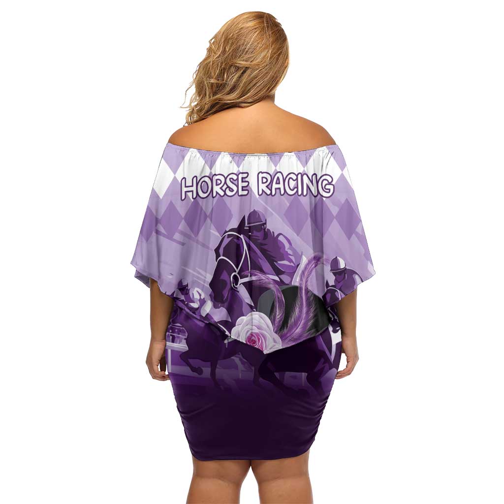 Kentucky Horse Racing Off Shoulder Short Dress Derby Mint Julep Girl - Purple Pastel LT14