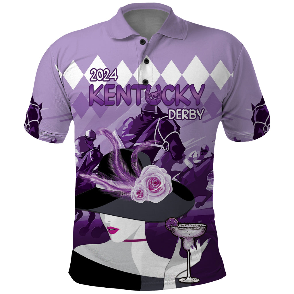 2024 Kentucky Horse Racing Polo Shirt Derby Mint Julep Girl - Purple Pastel