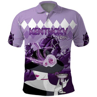 Kentucky Horse Racing Polo Shirt Derby Mint Julep Girl - Purple Pastel LT14
