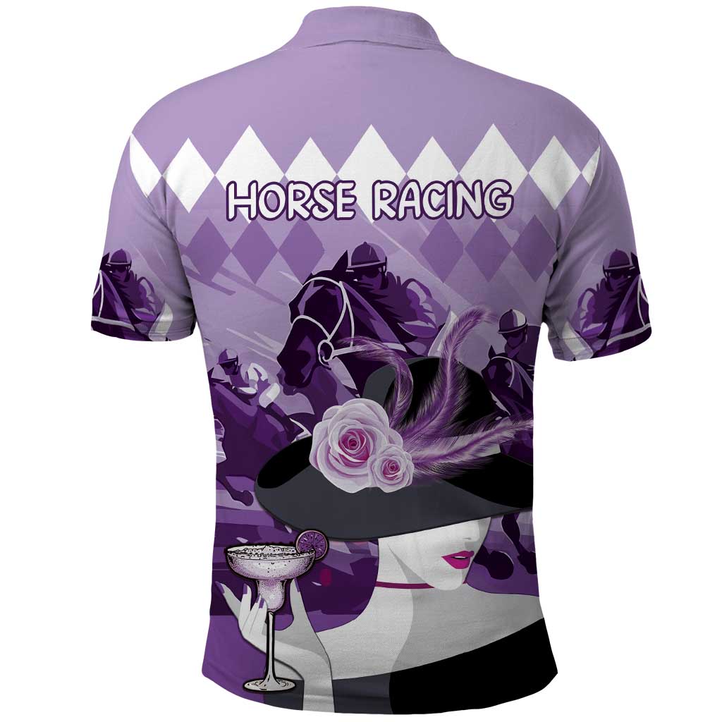 Kentucky Horse Racing Polo Shirt Derby Mint Julep Girl - Purple Pastel LT14
