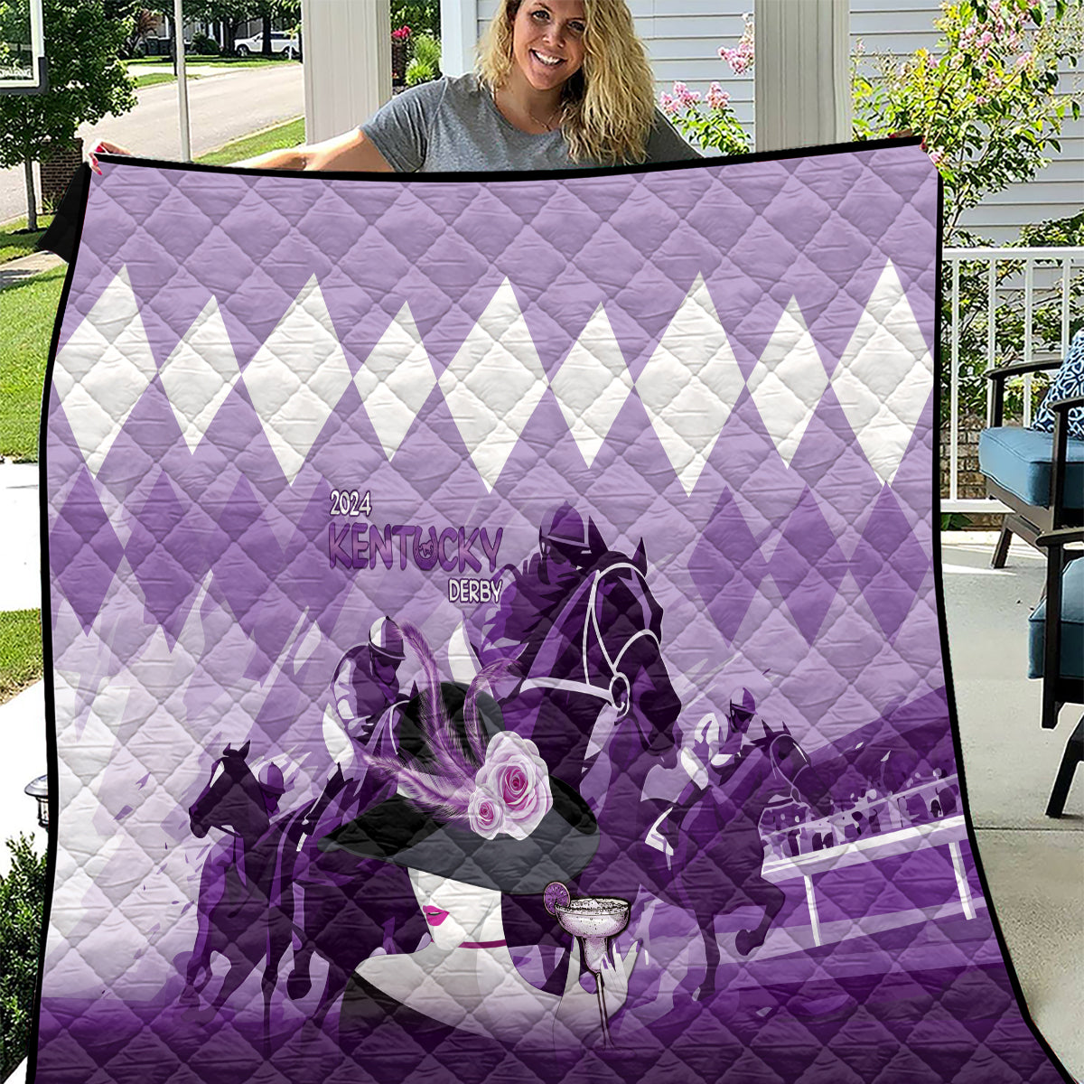 2024 Kentucky Horse Racing Quilt Derby Mint Julep Girl - Purple Pastel
