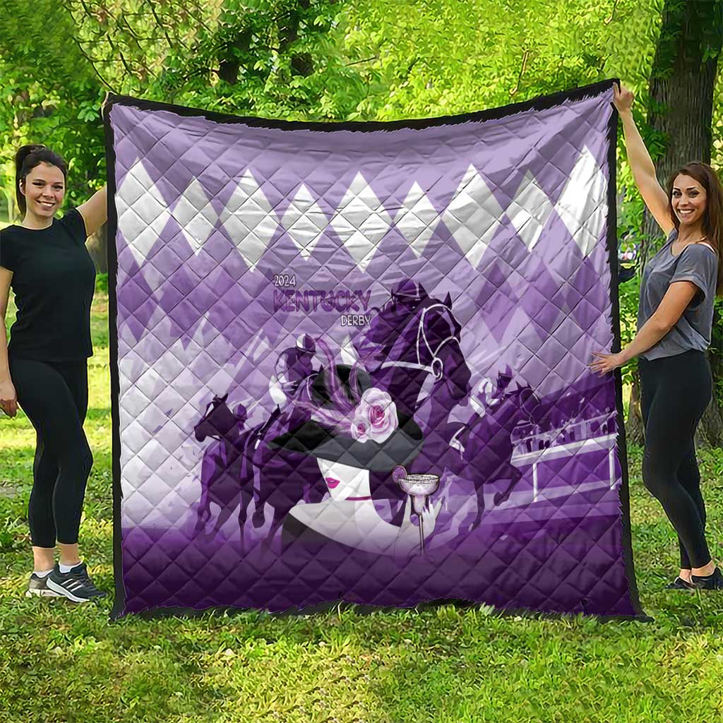 Kentucky Horse Racing Quilt Derby Mint Julep Girl - Purple Pastel LT14
