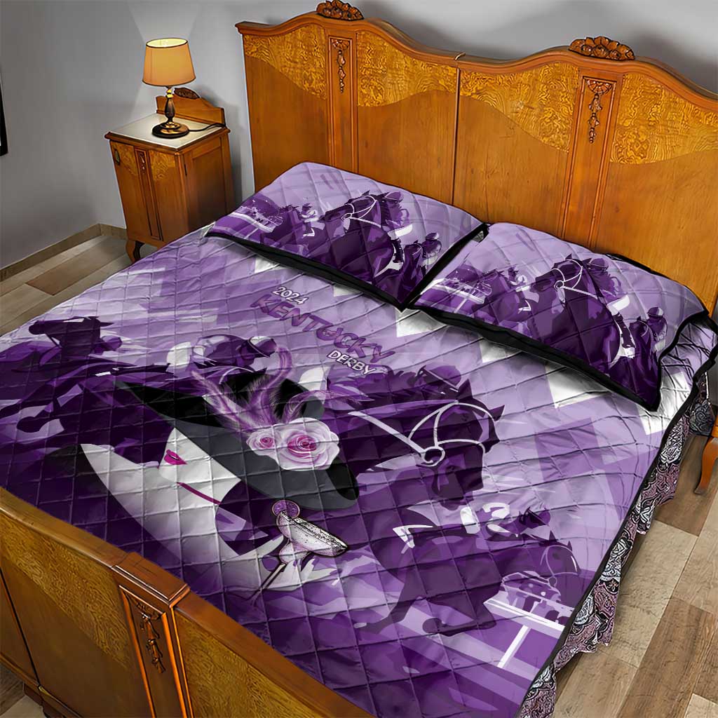 Kentucky Horse Racing Quilt Bed Set Derby Mint Julep Girl - Purple Pastel LT14