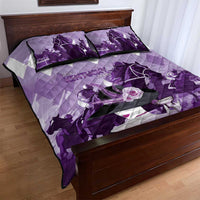 Kentucky Horse Racing Quilt Bed Set Derby Mint Julep Girl - Purple Pastel LT14