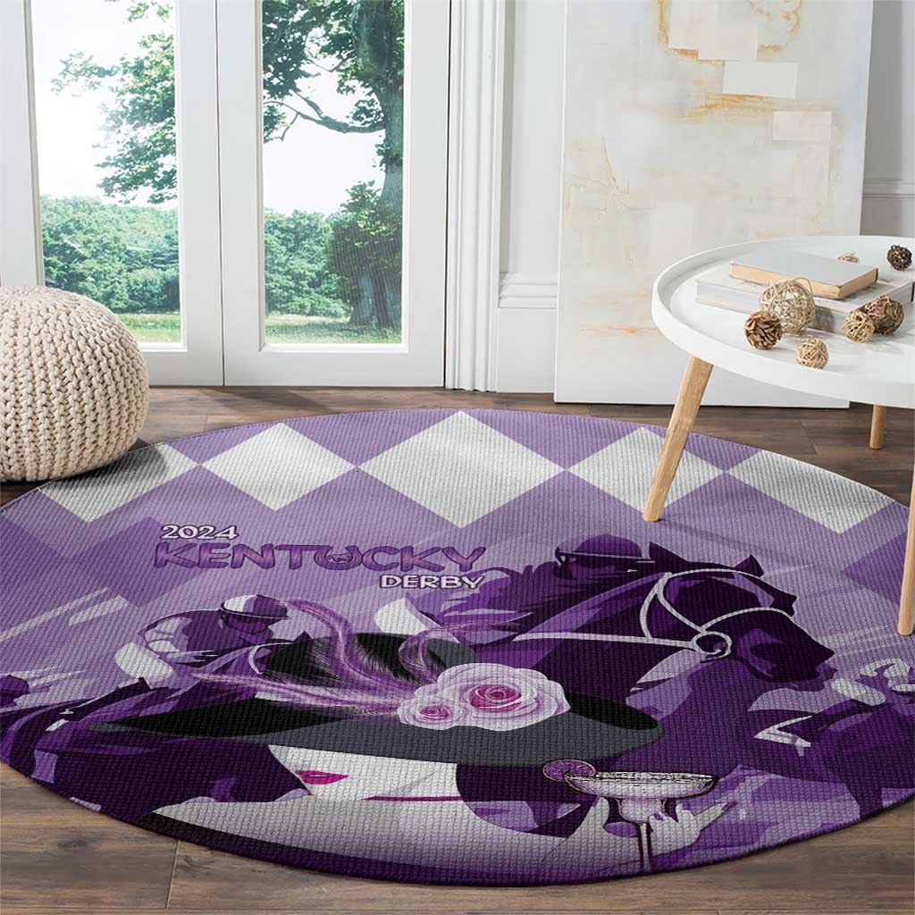 Kentucky Horse Racing Round Carpet Derby Mint Julep Girl - Purple Pastel LT14
