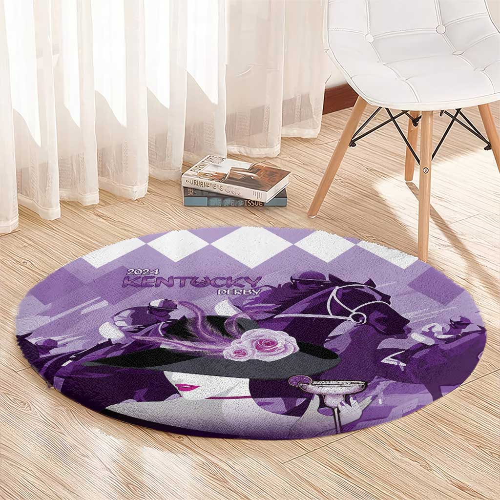 Kentucky Horse Racing Round Carpet Derby Mint Julep Girl - Purple Pastel LT14