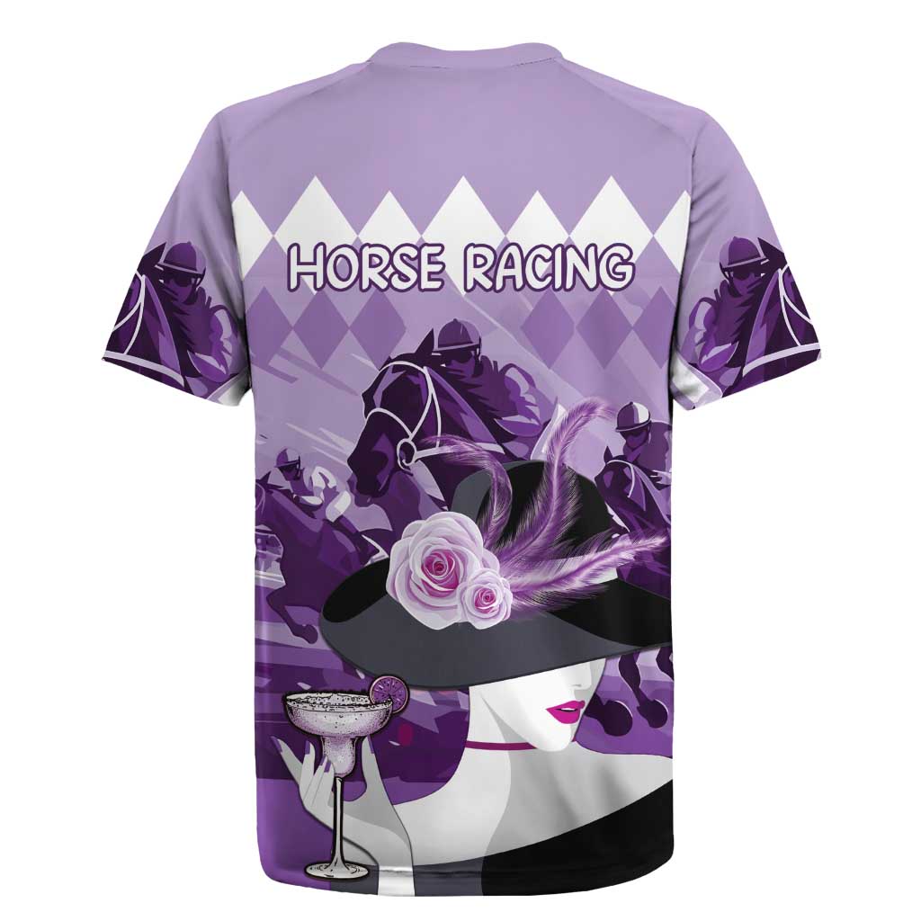 Kentucky Horse Racing Rugby Jersey Derby Mint Julep Girl - Purple Pastel LT14