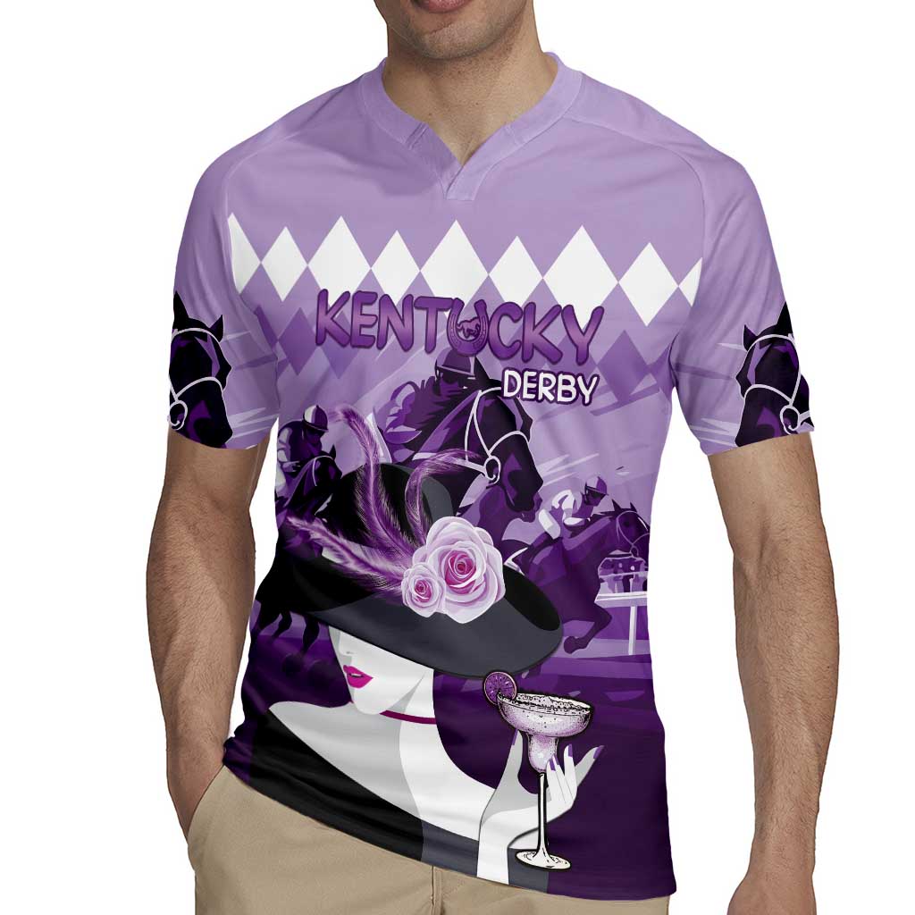 Kentucky Horse Racing Rugby Jersey Derby Mint Julep Girl - Purple Pastel LT14