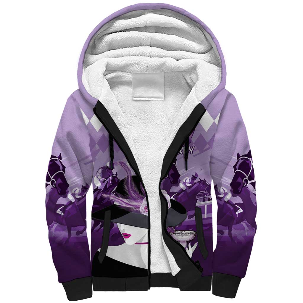 Kentucky Horse Racing Sherpa Hoodie Derby Mint Julep Girl - Purple Pastel LT14