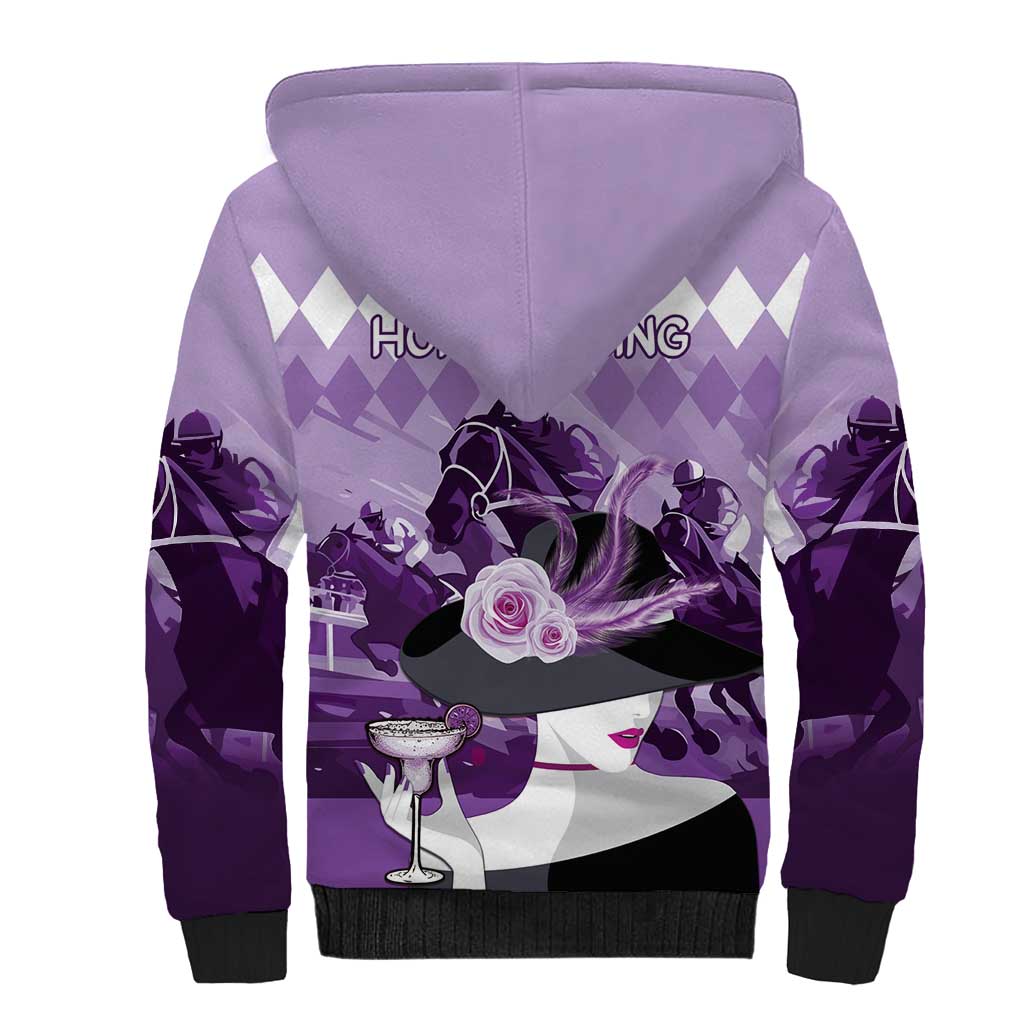 Kentucky Horse Racing Sherpa Hoodie Derby Mint Julep Girl - Purple Pastel LT14