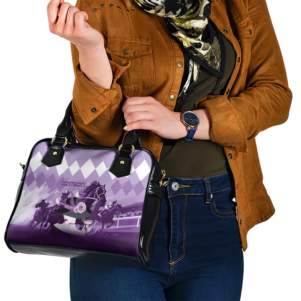 Kentucky Horse Racing Shoulder Handbag Derby Mint Julep Girl - Purple Pastel LT14