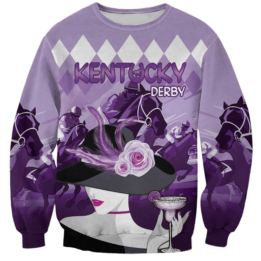 Kentucky Horse Racing Sweatshirt Derby Mint Julep Girl - Purple Pastel LT14
