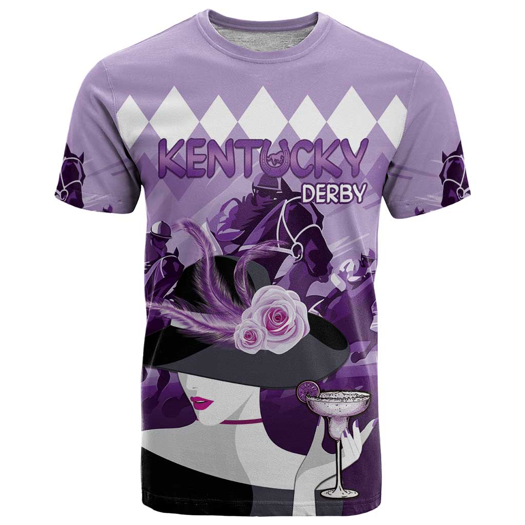 Kentucky Horse Racing T Shirt Derby Mint Julep Girl - Purple Pastel LT14