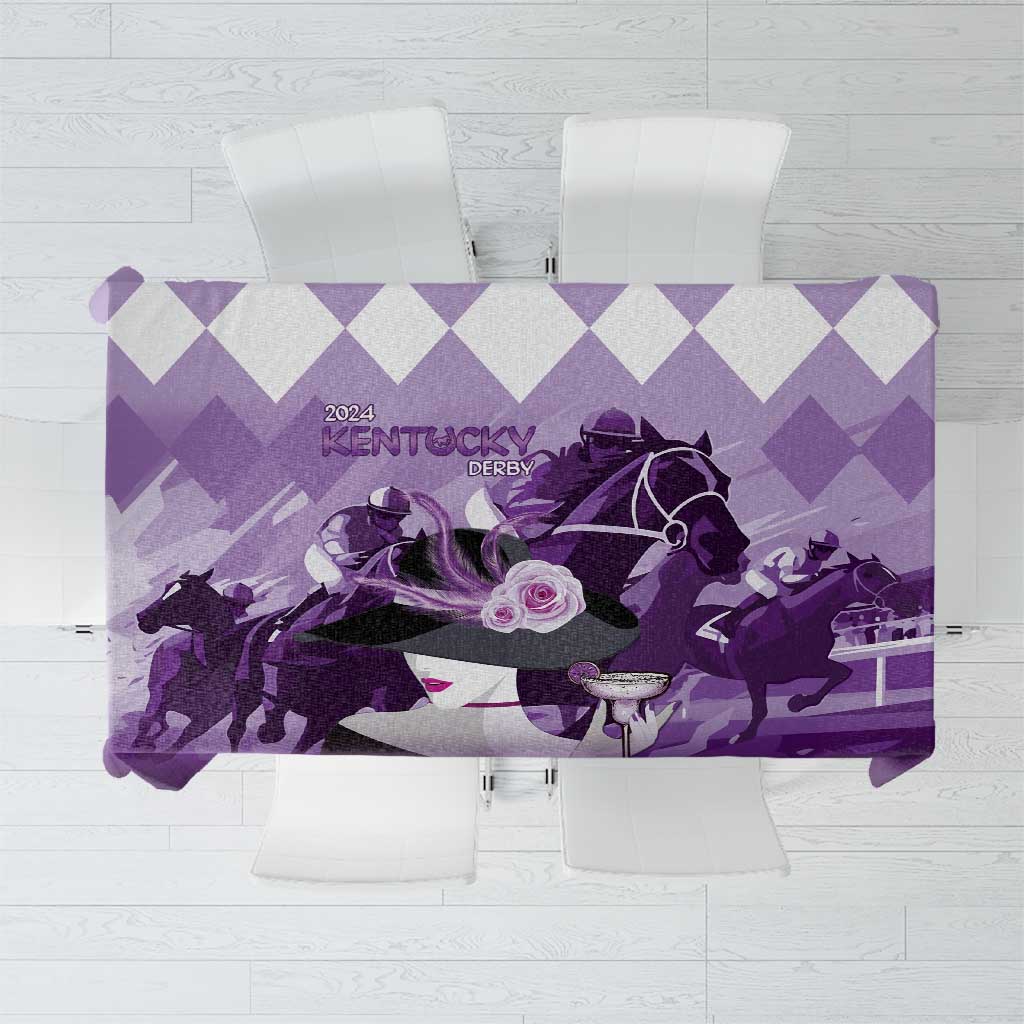 Kentucky Horse Racing Tablecloth Derby Mint Julep Girl - Purple Pastel LT14