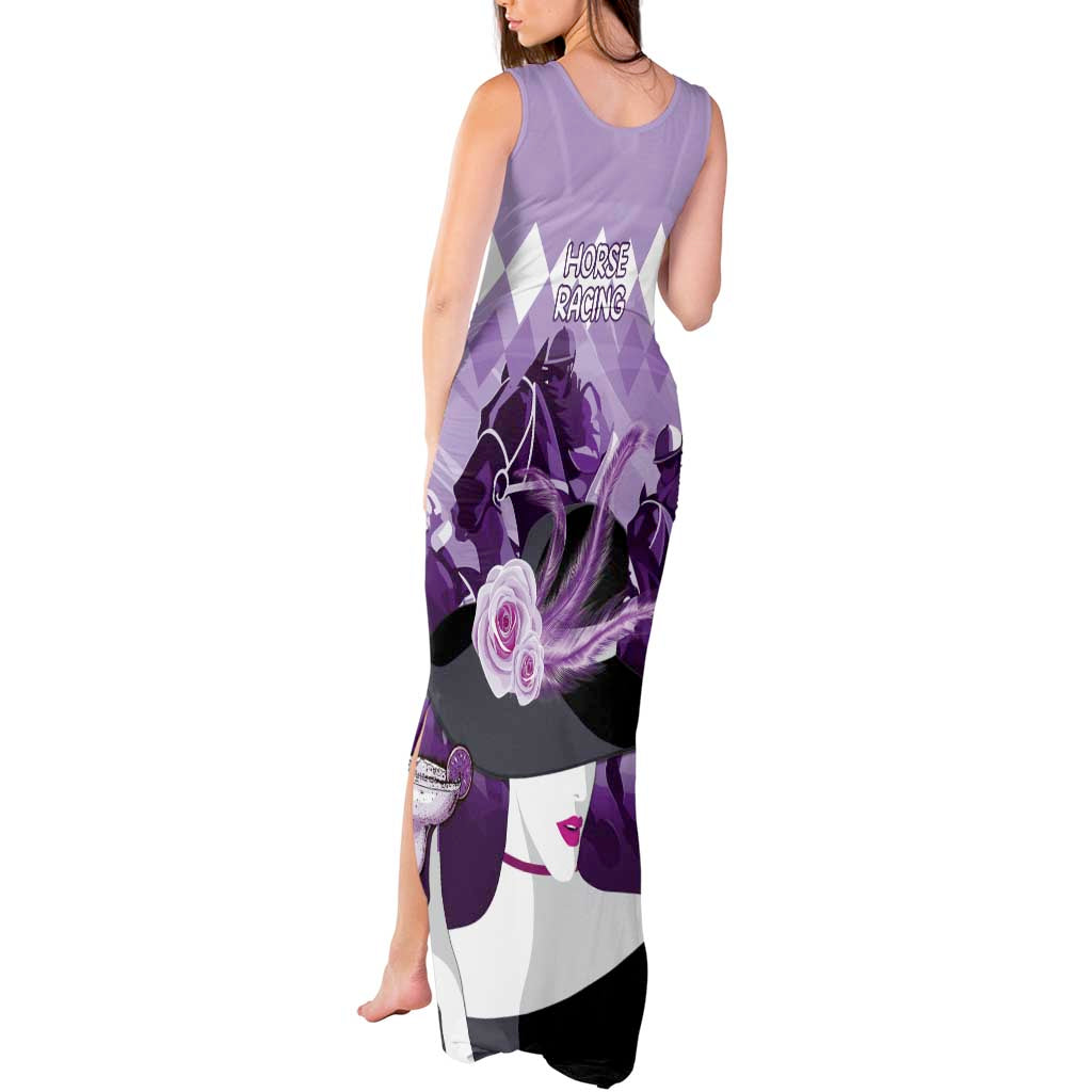Kentucky Horse Racing Tank Maxi Dress Derby Mint Julep Girl - Purple Pastel LT14