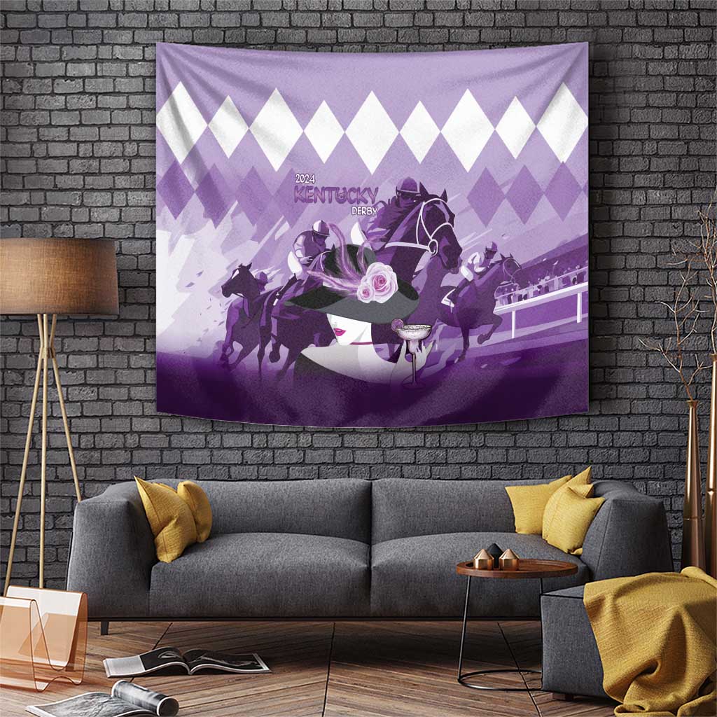 Kentucky Horse Racing Tapestry Derby Mint Julep Girl - Purple Pastel LT14