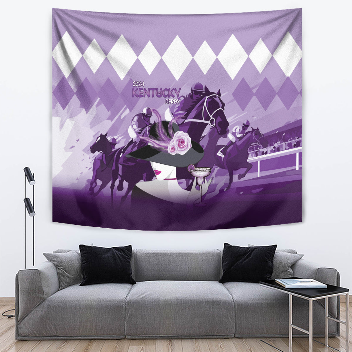 2024 Kentucky Horse Racing Tapestry Derby Mint Julep Girl - Purple Pastel