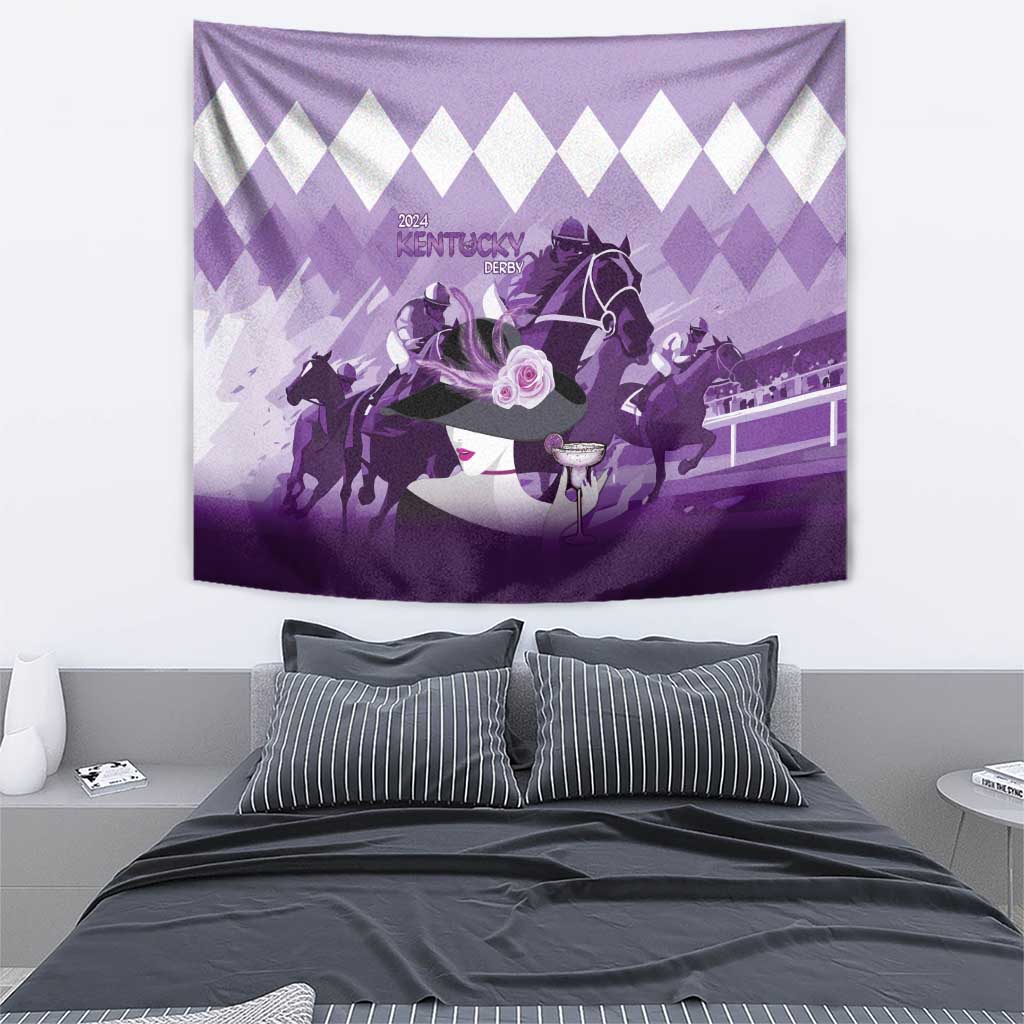 Kentucky Horse Racing Tapestry Derby Mint Julep Girl - Purple Pastel LT14