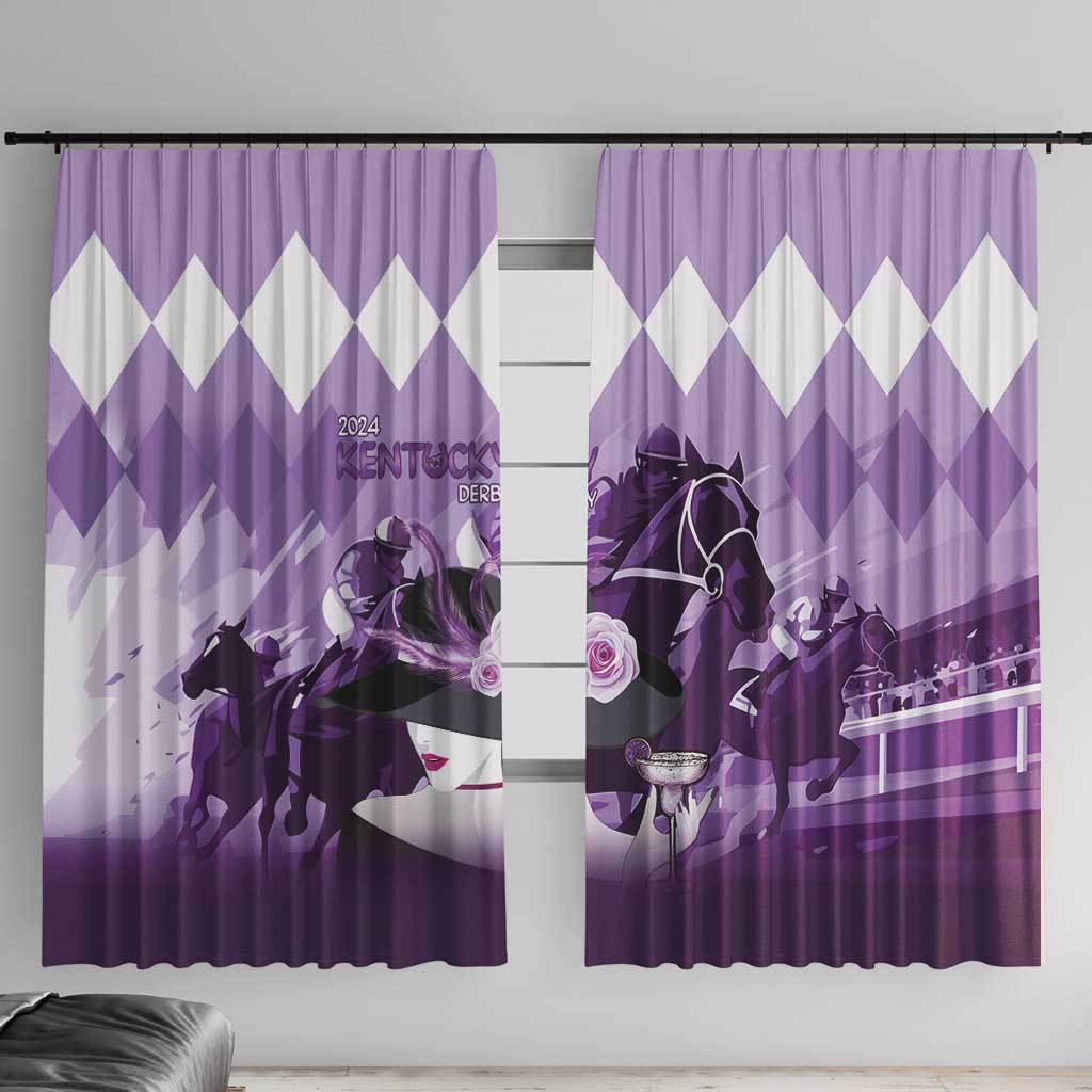 Kentucky Horse Racing Window Curtain Derby Mint Julep Girl - Purple Pastel LT14