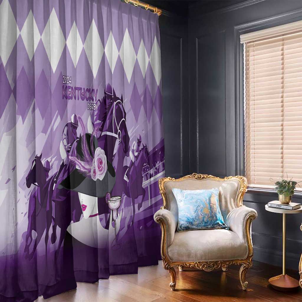 Kentucky Horse Racing Window Curtain Derby Mint Julep Girl - Purple Pastel LT14