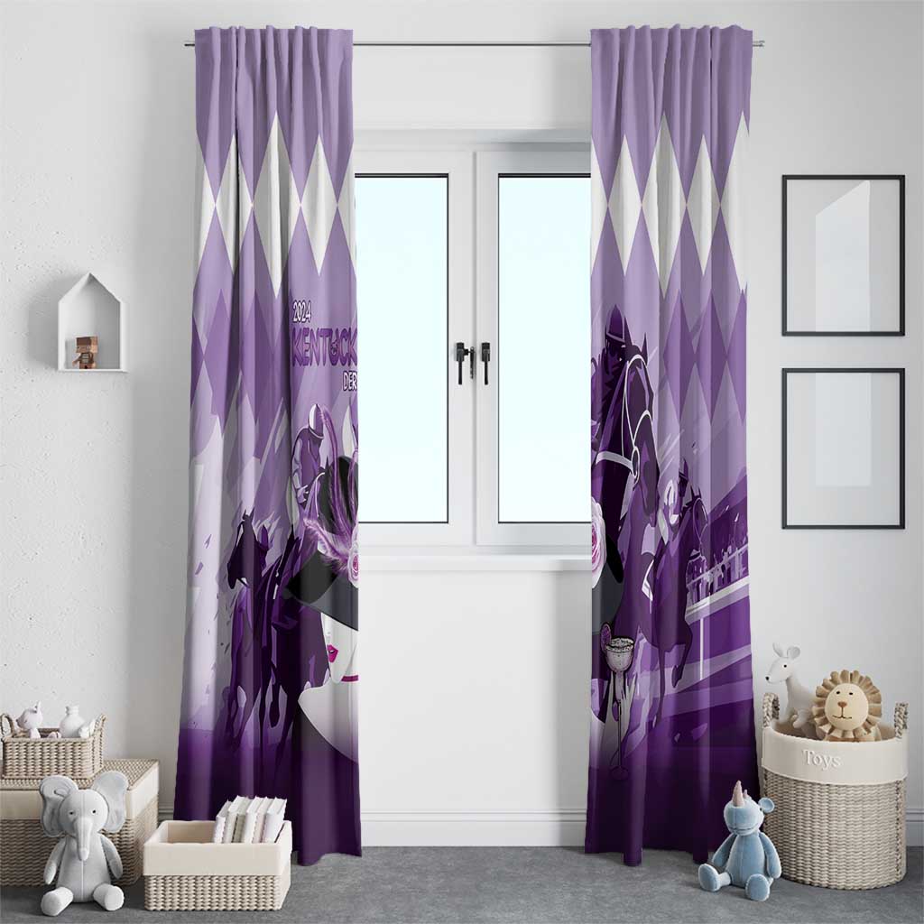 Kentucky Horse Racing Window Curtain Derby Mint Julep Girl - Purple Pastel LT14