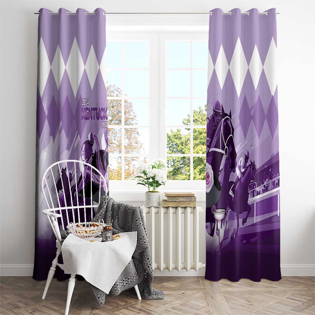 Kentucky Horse Racing Window Curtain Derby Mint Julep Girl - Purple Pastel LT14