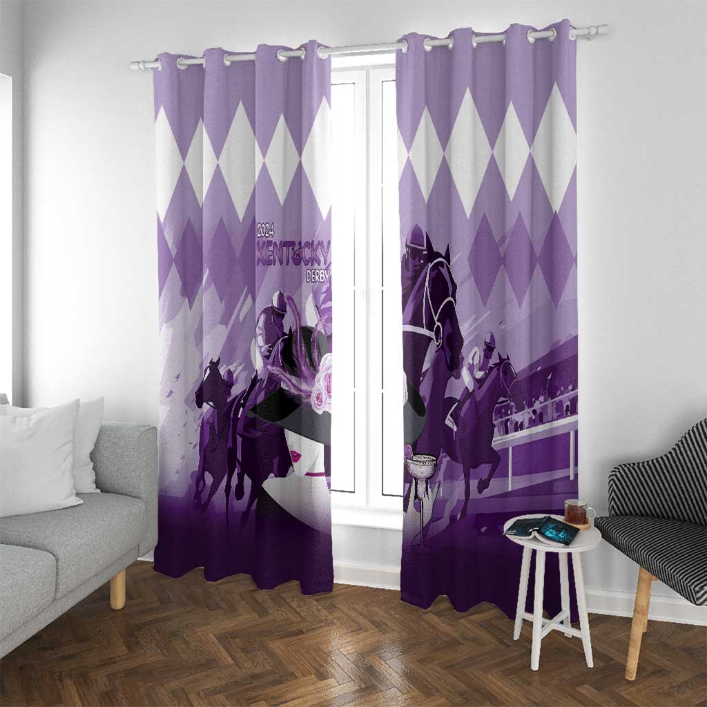 Kentucky Horse Racing Window Curtain Derby Mint Julep Girl - Purple Pastel LT14