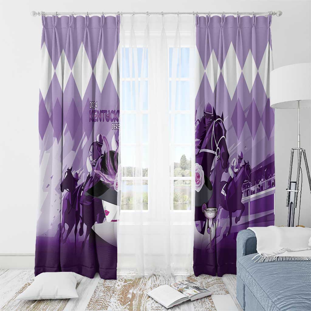 Kentucky Horse Racing Window Curtain Derby Mint Julep Girl - Purple Pastel LT14