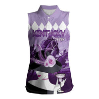 Kentucky Horse Racing Women Sleeveless Polo Shirt Derby Mint Julep Girl - Purple Pastel LT14