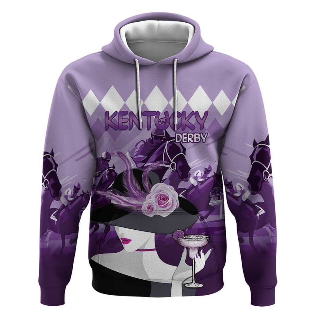 Kentucky Horse Racing Zip Hoodie Derby Mint Julep Girl - Purple Pastel LT14