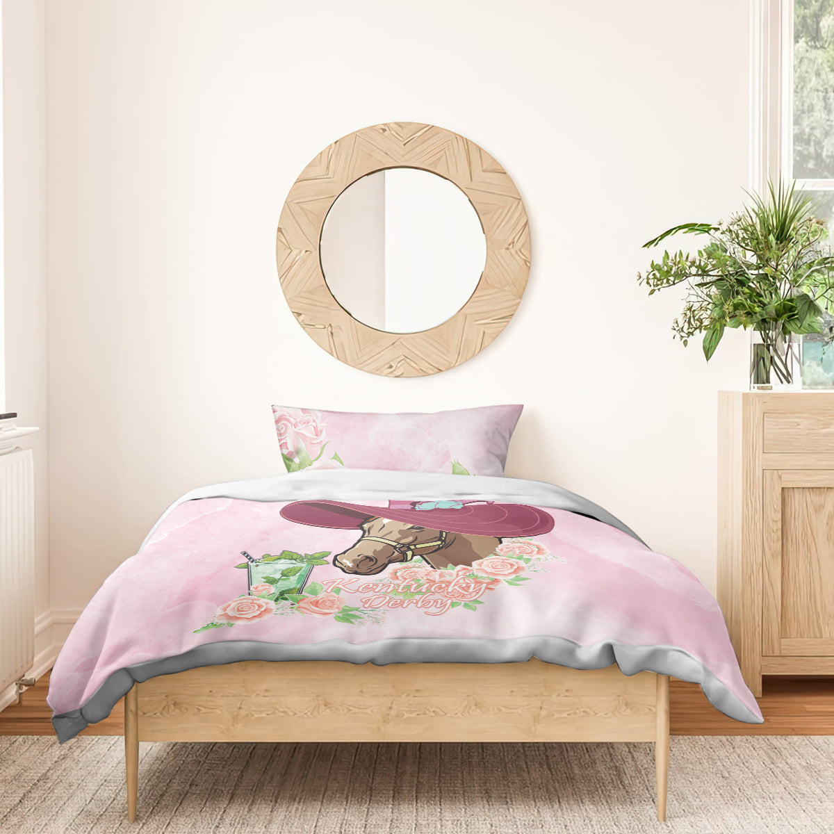 Kentucky Horse Racing Bedding Set Derby Mint Julep With Roses - Wonder Print Shop