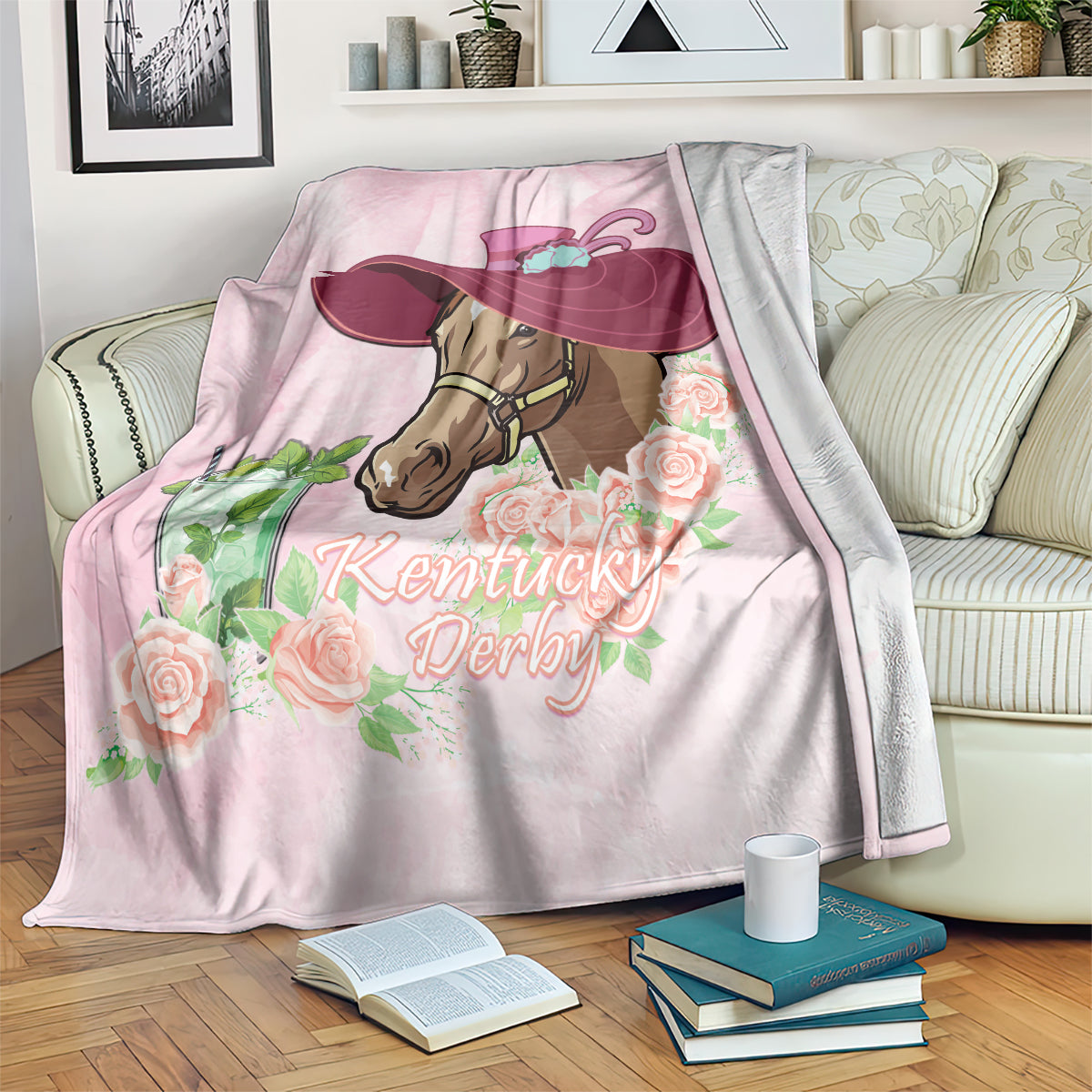 Kentucky Horse Racing Blanket Derby Mint Julep With Roses