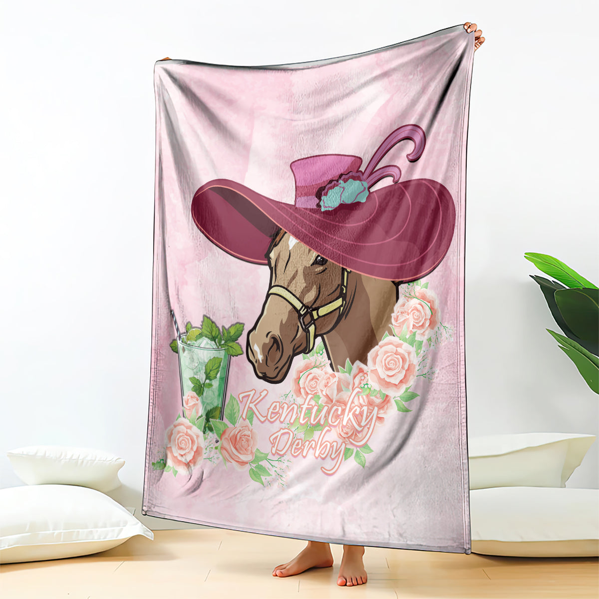 Kentucky Horse Racing Blanket Derby Mint Julep With Roses