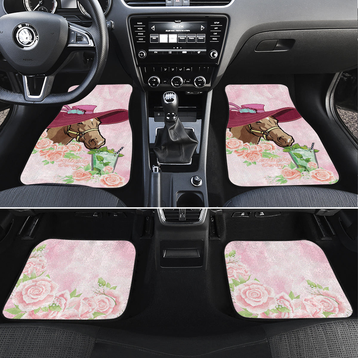 Kentucky Horse Racing Car Mats Derby Mint Julep With Roses - Wonder Print Shop