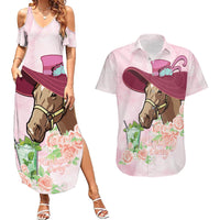 Kentucky Horse Racing Couples Matching Summer Maxi Dress and Hawaiian Shirt Derby Mint Julep With Roses - Wonder Print Shop