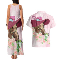 Kentucky Horse Racing Couples Matching Tank Maxi Dress and Hawaiian Shirt Derby Mint Julep With Roses - Wonder Print Shop
