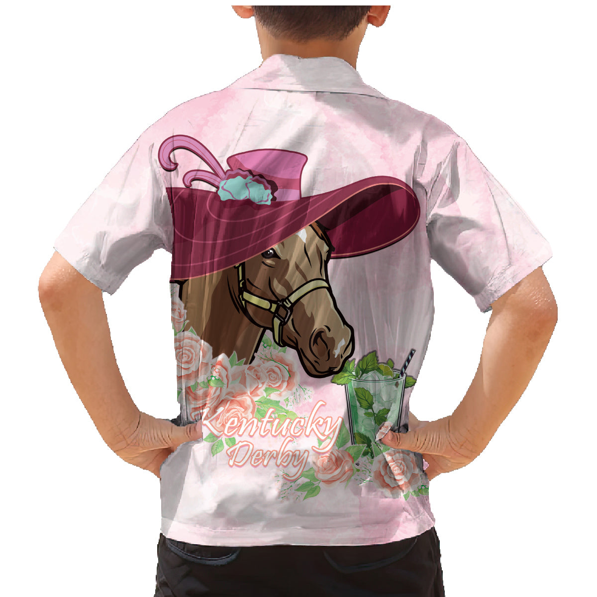 Kentucky Horse Racing Family Matching Mermaid Dress and Hawaiian Shirt Derby Mint Julep With Roses - Wonder Print Shop