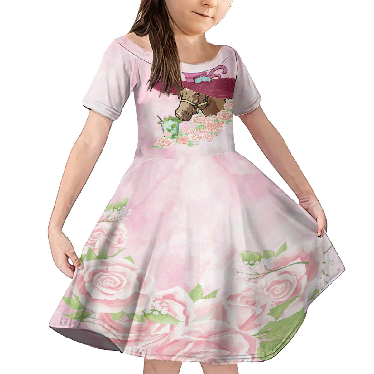 Kentucky Horse Racing Family Matching Mermaid Dress and Hawaiian Shirt Derby Mint Julep With Roses - Wonder Print Shop