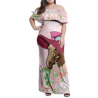 Kentucky Horse Racing Family Matching Off Shoulder Maxi Dress and Hawaiian Shirt Derby Mint Julep With Roses - Wonder Print Shop
