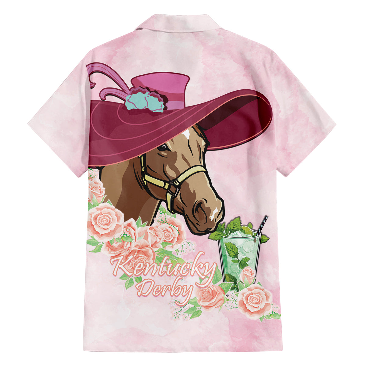 Kentucky Horse Racing Family Matching Off Shoulder Short Dress and Hawaiian Shirt Derby Mint Julep With Roses - Wonder Print Shop
