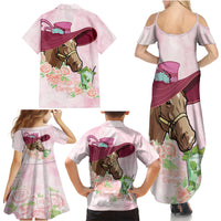 Kentucky Horse Racing Family Matching Summer Maxi Dress and Hawaiian Shirt Derby Mint Julep With Roses - Wonder Print Shop