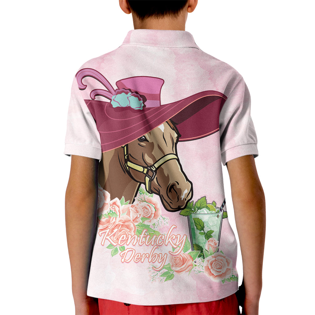 Kentucky Horse Racing Kid Polo Shirt Derby Mint Julep With Roses - Wonder Print Shop